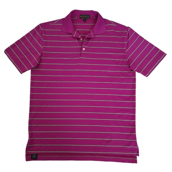 Peter Millar Men's Summer Comfort Stripe Stretch Polo Shirt Magenta Size Small - Picture 1 of 8